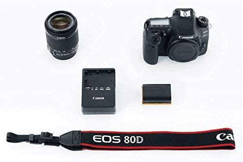 كاميرا كانون EOS 80D، دقة 24.2 ميجابكسل، عدسة 18-55 ملم، اسود