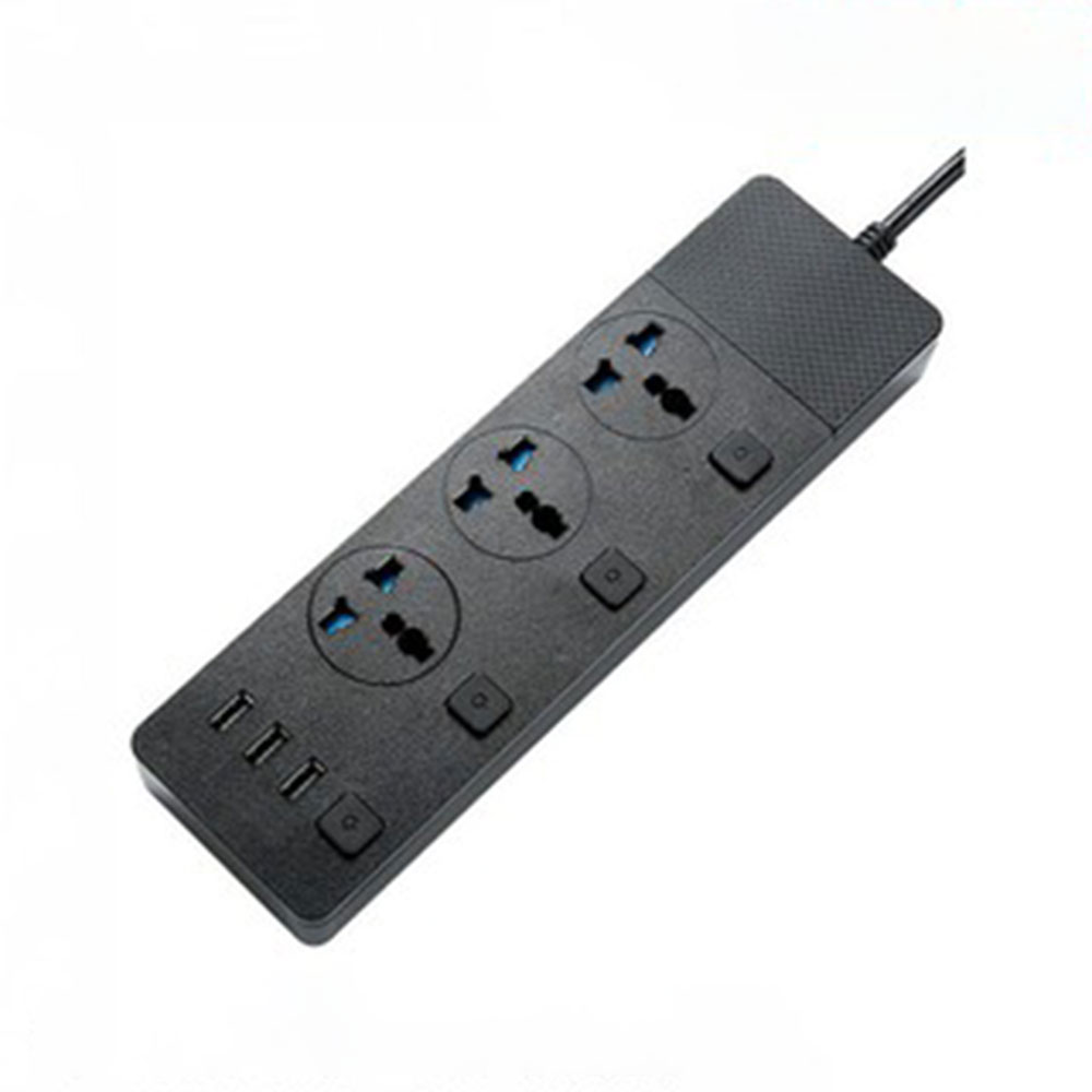 Logy star Power Strip, 2m, 3 Outlets, 3 USB Ports, 250V, 16A, Black, TB-T11
