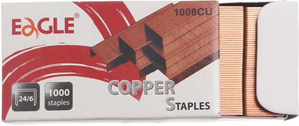 Eagle Staples Box for Paper Stapler Size 24-6mm, 1000 Pieces, Copper 1008CU