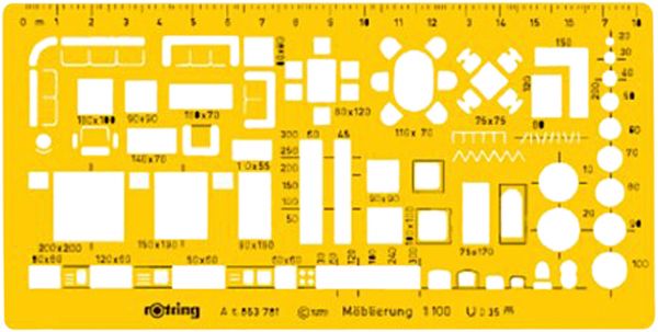Rotring Geometric  Furniture Ruler, 14 Inch, Clear Orange 22510