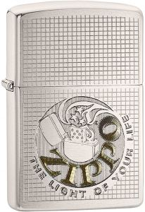 ولاعة سجائر رجالي من زيبو، تصميم كلاسيك، قابلة لإعادة الملء مدى الحياة، مقاومة للرياح في أي مكان، فضي 29236