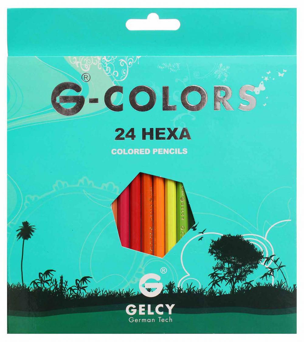 علبة ألوان  خشب  جيلسي هيكسا ، مجموعة 24  لون  ، ألوان متعددة