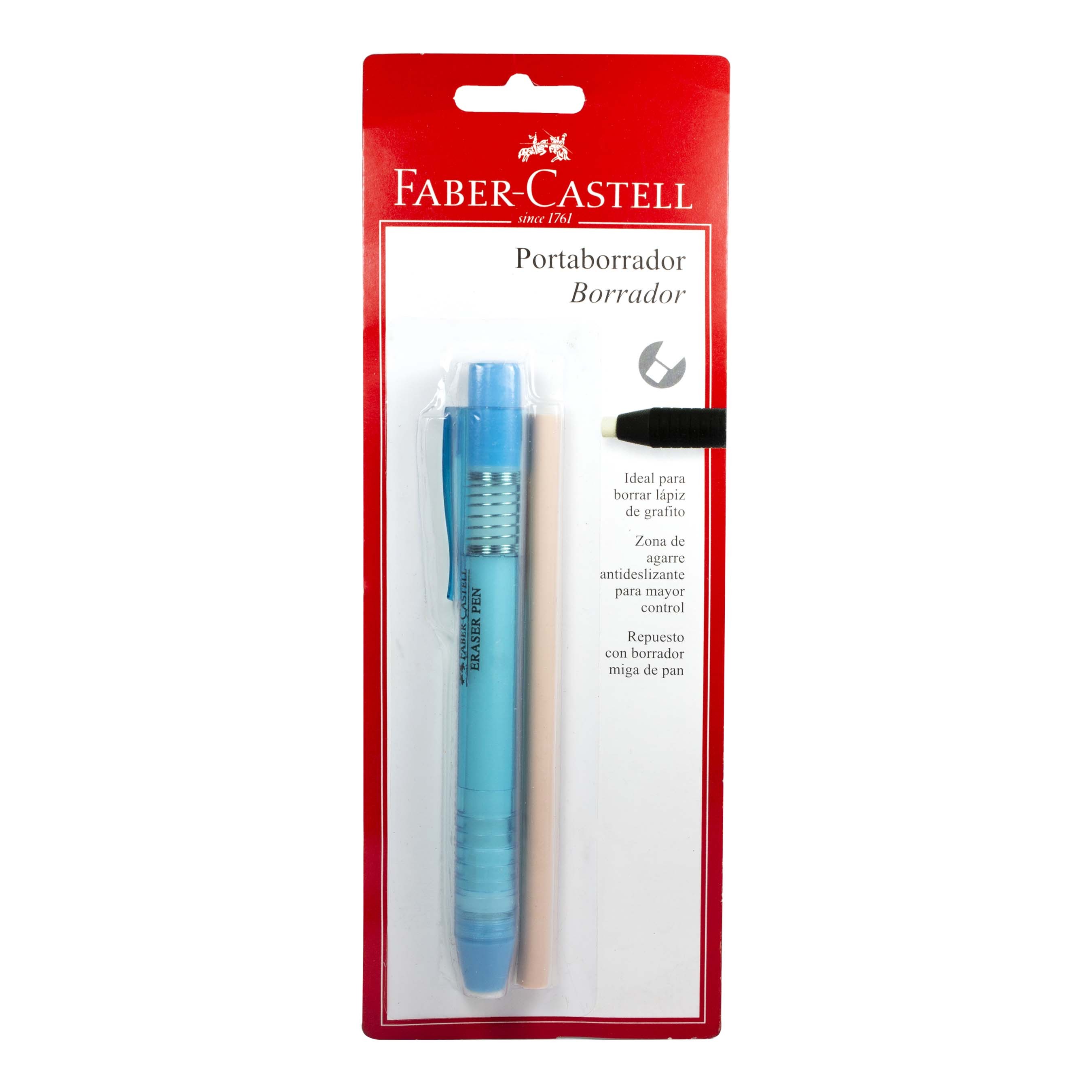 Faber-Castell Pencil Eraser, 1 Piece with Replacement, Assorted Colors, 583904