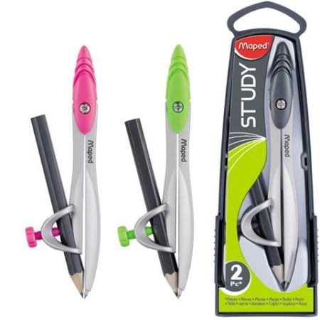 Maped Study Pencil Compass with a short pencil, Gray