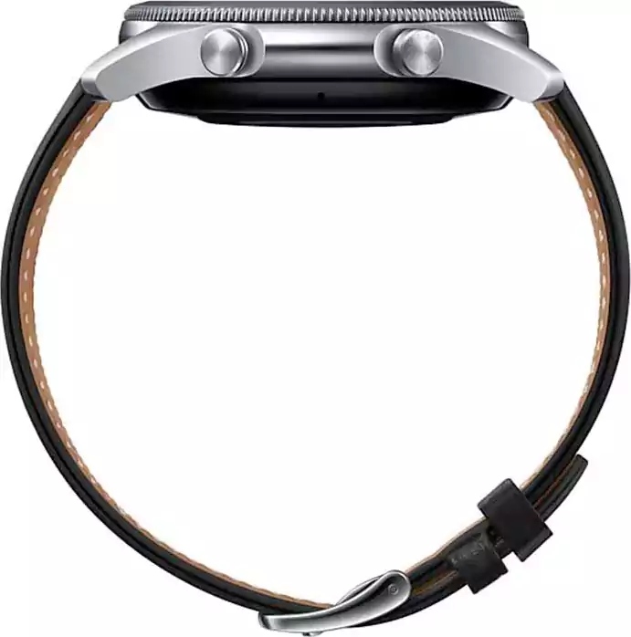 ساعة سامسونج جلاكسي 3 الذكية، بلوتوث 5.0، شاشة تعمل باللمس 1.4بوصة، مقاومة للماء، بطارية 340 مللي أمبير، مستشعرات لتتبع الصحة، فضي مع أسود
