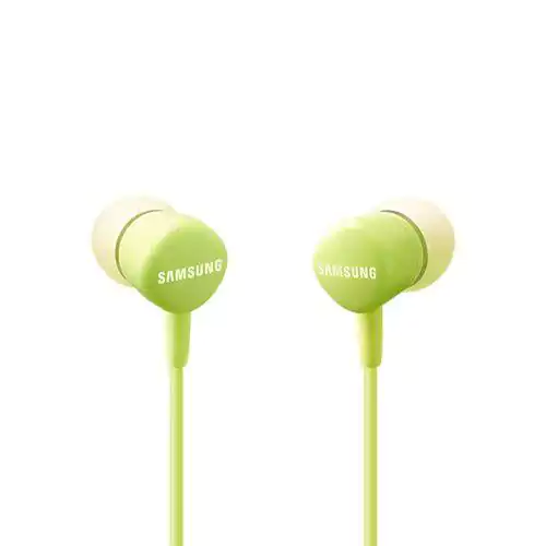 Samsung Wired Earphone HS130, balanced sound, visible control buttons, Green