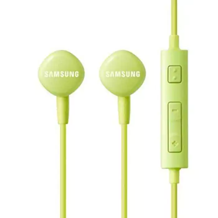 Samsung Wired Earphone HS130, balanced sound, visible control buttons, Green