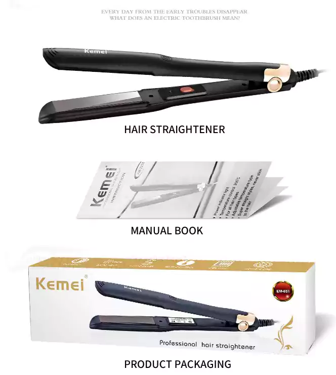 Kemei Hair Straightener, 220℃, Black, KM-851