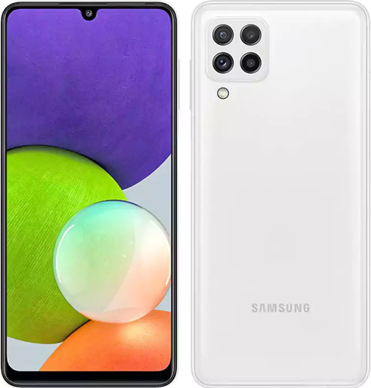 موبايل سامسونج جلاكسي A22، ثنائي الشريحة، ذاكرة داخلية 128 جيجابايت، رامات 6 جيجابايت، شبكة الجيل الرابع إل تي إي، أبيض