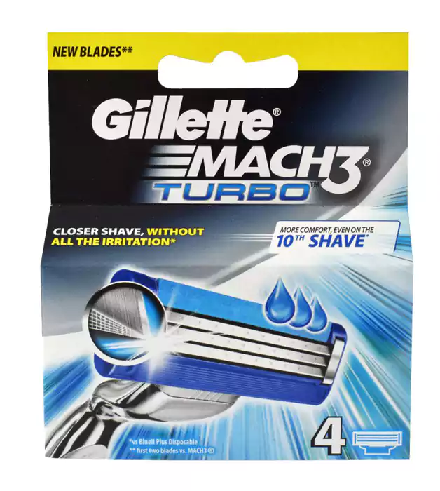 Gillette Mach3 Turbo Precision Razors, 4 Razors, Blue