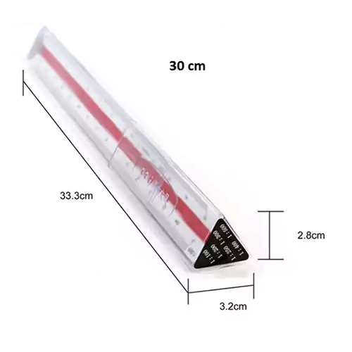 Deli Scale Geometric Ruler, Assorted Sizes, Clear 8930