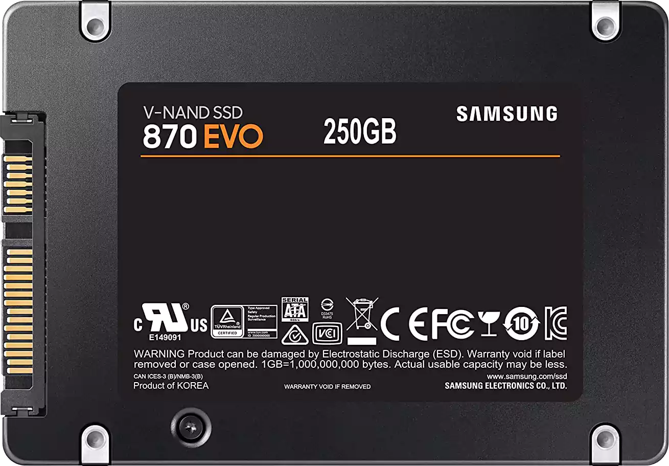 هارد ديسك سامسونج داخلي QVO 870 ، SATA III 2.5 أنش ،250 جيجاابايت، SSD، لأجهزة الكمبيوتر المحمولة ، أسود ، MZ-77E250