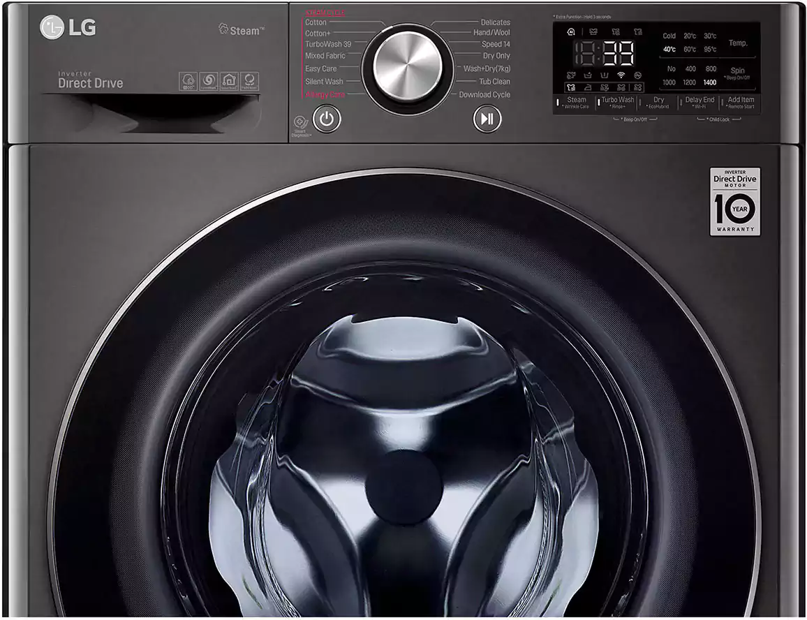 LG Vivace Full Automatic Washing Machine, Front Loading, 9 Kg + 5 Kg Dryer, Inverter , Black, F4R5VGG2E