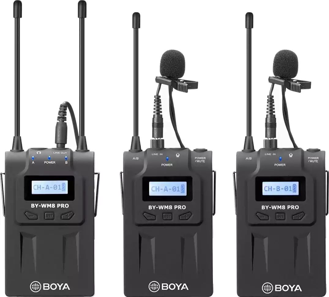 Boya Wireless Microphone, Condenser, Clip, Black, BY-WM8 Pro-K2UHF