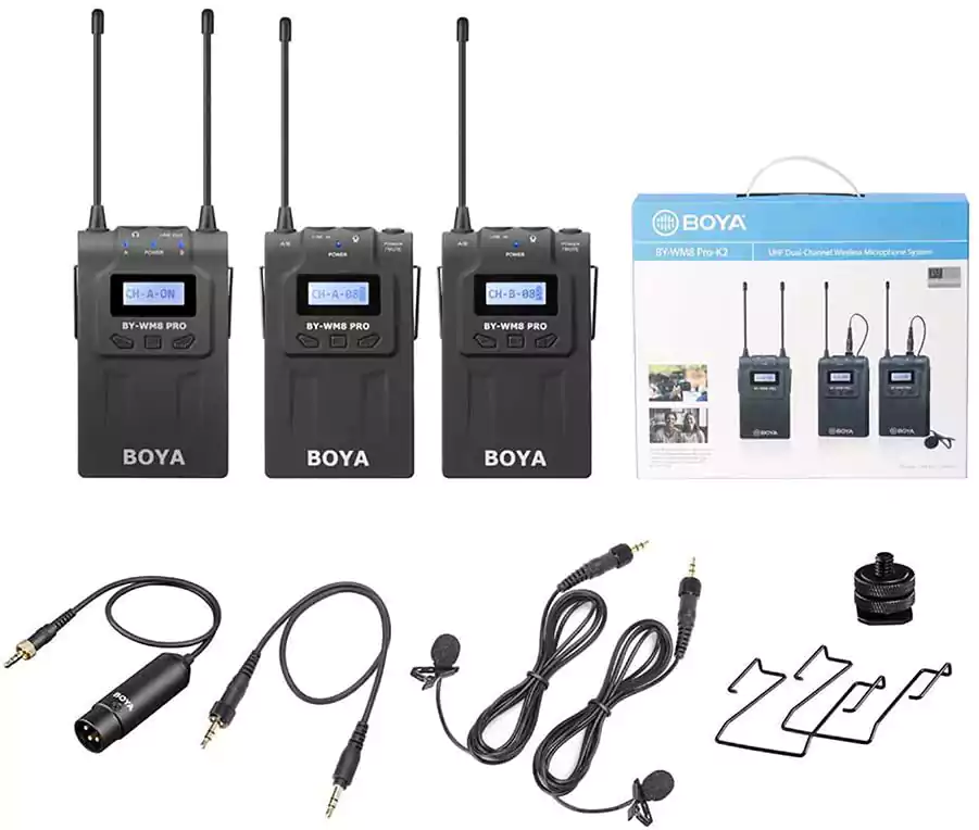 Boya Wireless Microphone, Condenser, Clip, Black, BY-WM8 Pro-K2UHF