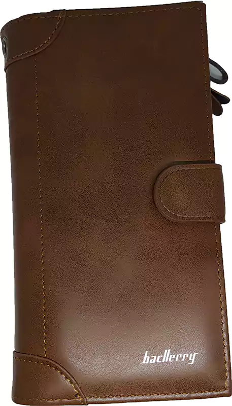 محفظة رجالي جلد ، تصميم  كلاسيك، 2 جيب، بني فاتح