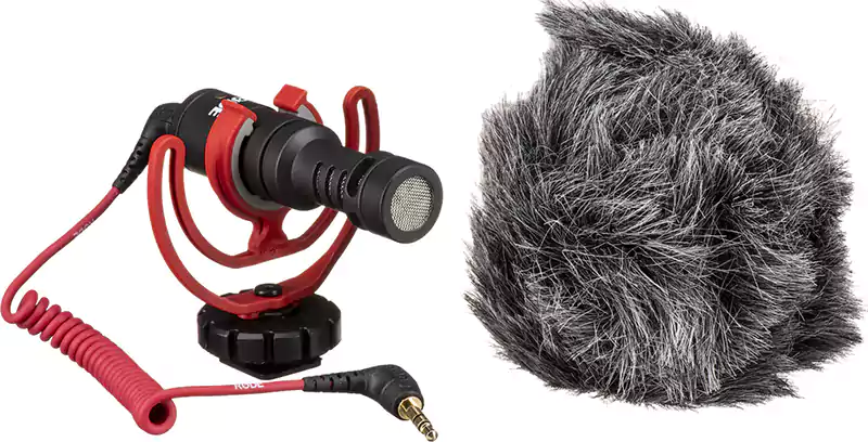 Rod Microphone, Condenser, Compatible with Camcorders and Recording, Black x Red, Video Micro 17198
