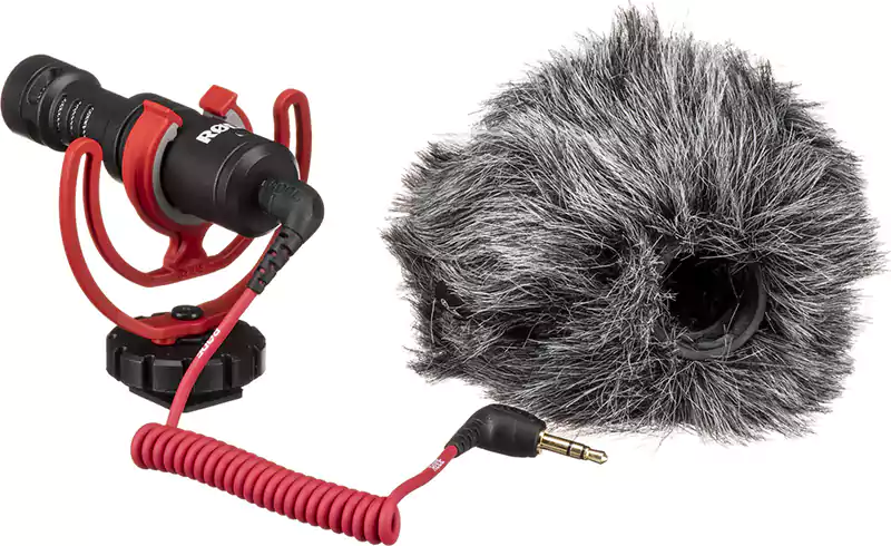 Rod Microphone, Condenser, Compatible with Camcorders and Recording, Black x Red, Video Micro 17198