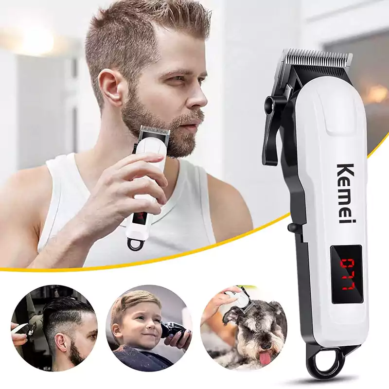 Kemei Electric Hair Clipper for men, for dry use, White, KM-809A