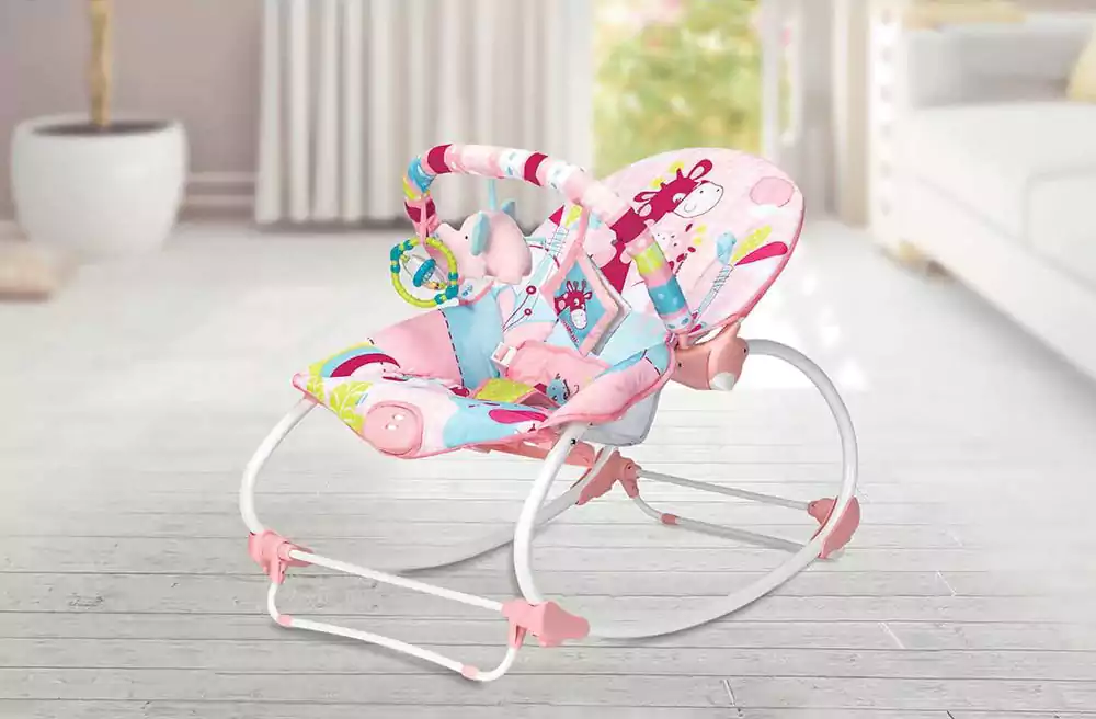 KH7-73 كرسي هزاز للاطفال بطبعة زرافة للبنات من ماستيلا