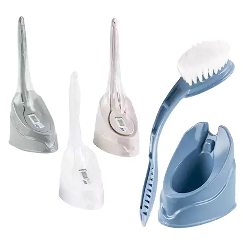 Plastic Toilet Brush With Non-Slip Holder - Multiple Colors