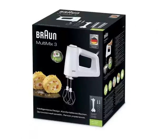 Braun egg Mixer, 500 Watt, 5 Speeds, MultiMix 3, White, HM3105