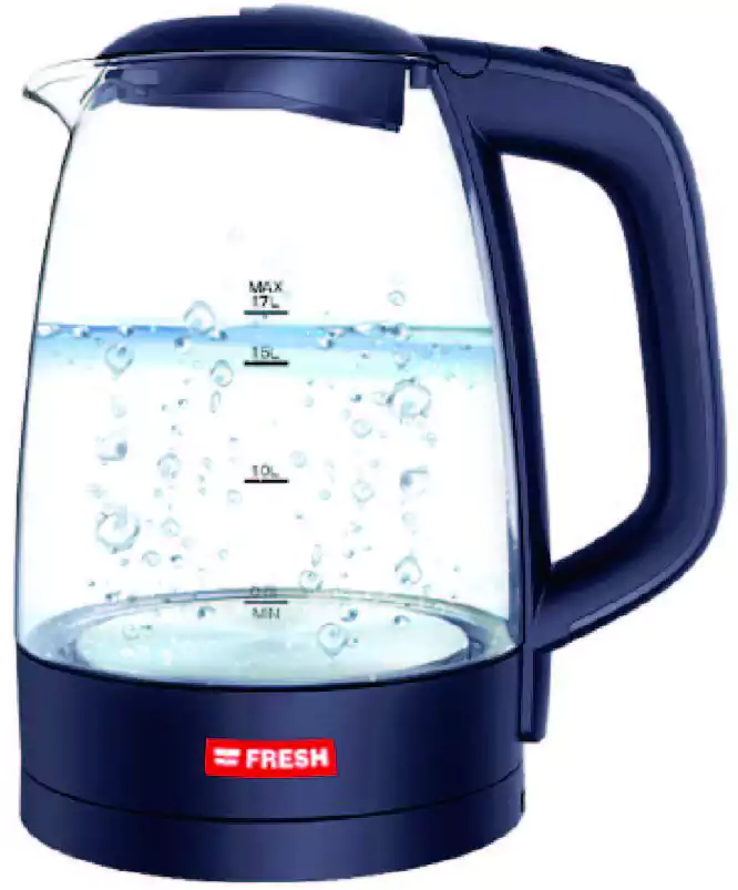 Fresh Glass Electric Water Kettle, 1.7 Liter, 2200 Watt, Blue, EGK17000