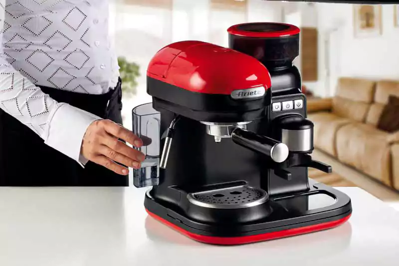 ماكينة تحضير قهوة الإسبريسو أريتي مودرنا، 920-1080 وات، مع مطحنة قهوة، أحمر x أسود، 1318
