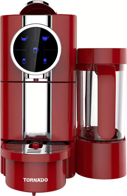 ماكينة تحضير قهوة الإسبريسو تورنيدو، كبسولات أوتوماتيك، 1050 وات، أحمر، TCMN-C65R