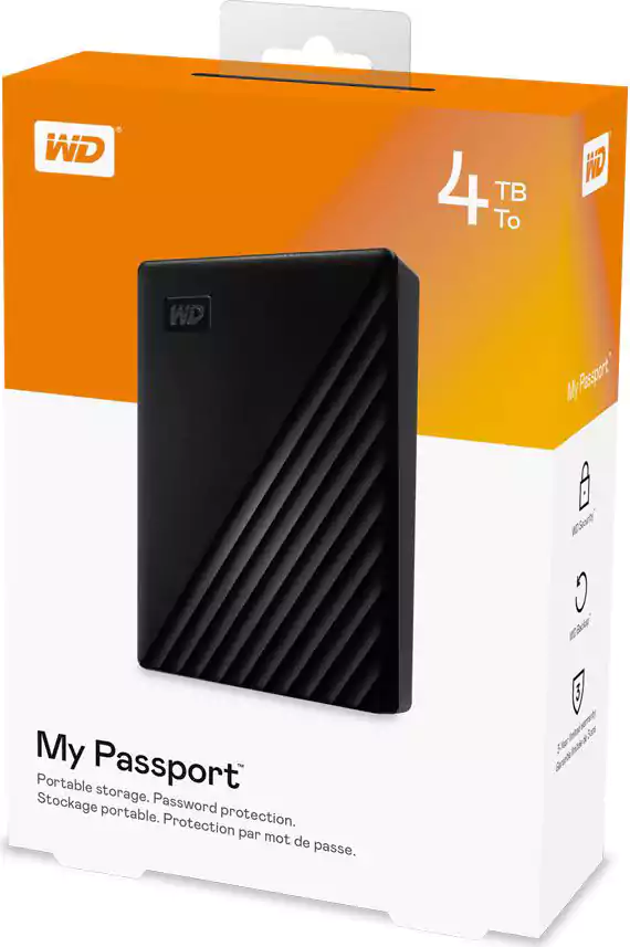 ويسترن ديجيتال ™My Passport هارد ديسك HDD، بسعة 4 تيرابايت، WDBPKJ0040BBK، أسود