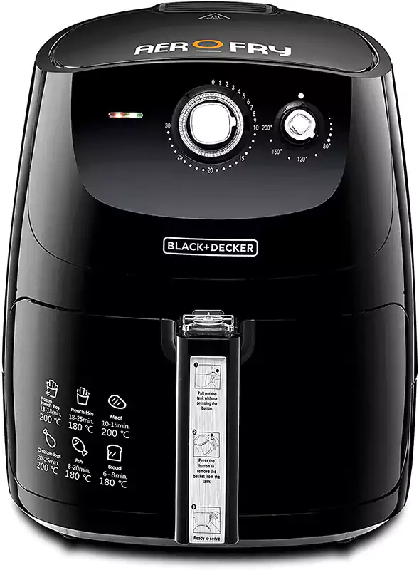 Black & Decker Aerofry Air Fryer 1500 watt, 5 Liters, Black Af550