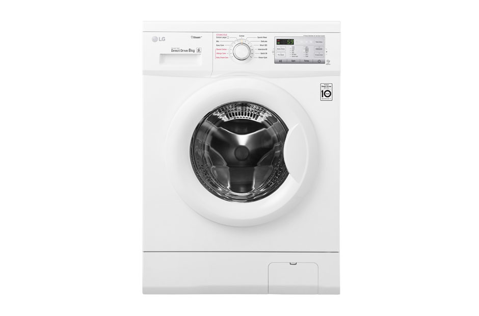 LG Front Loading Washing Machine, 8Kg, White, FH4G7TDY0