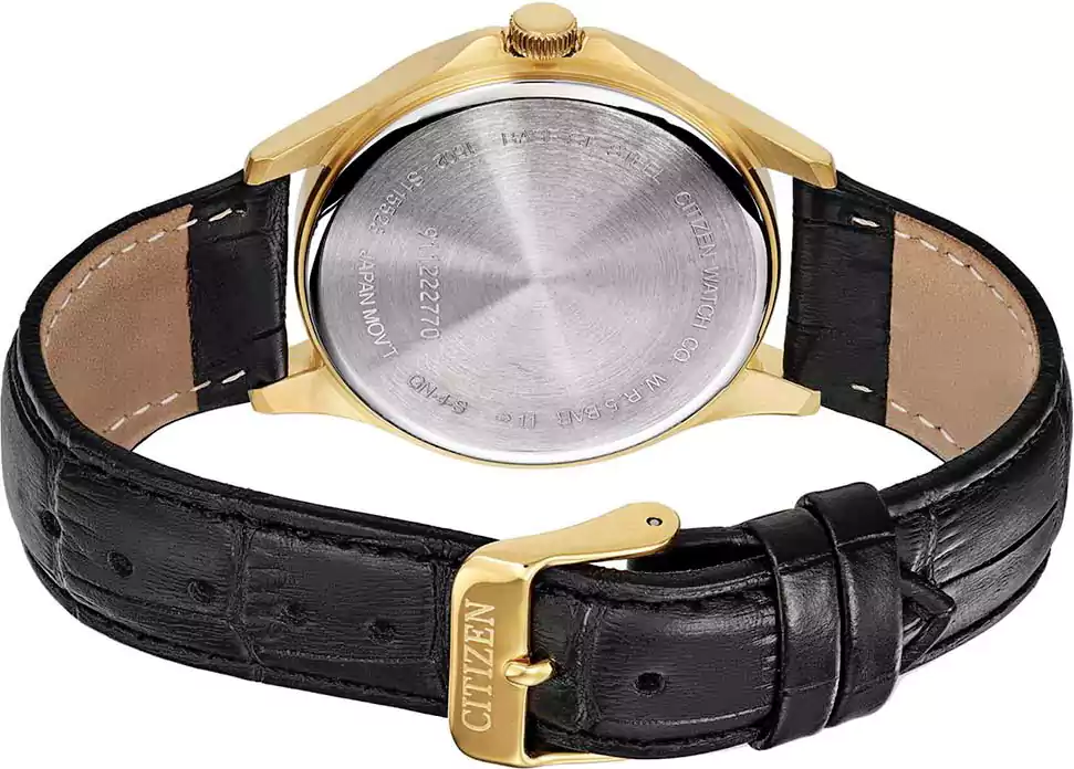 Citizen Men's Round Shape Leather  Strap Analog Wrist Watch, Black , BF2003-25A