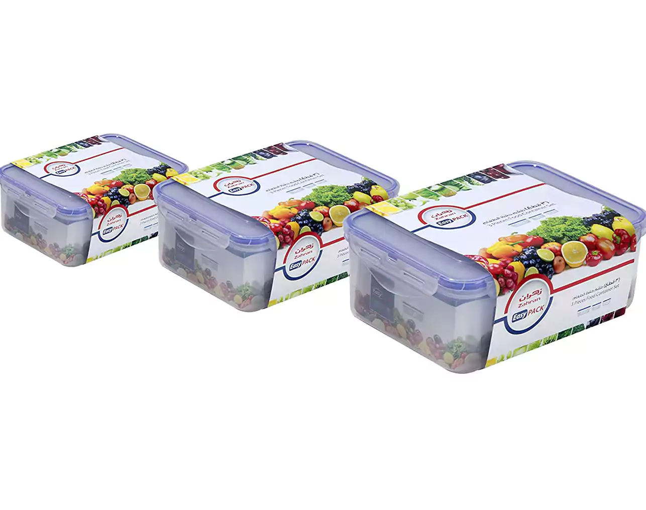 طقم ثلاجة  مكون من 3 قطع من زهران - شفاف