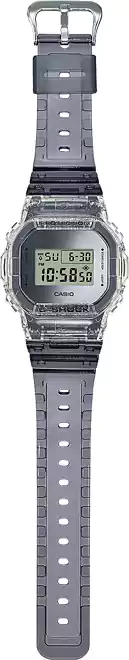 ساعة كاسيو جى شوك رجالي، رقمية، سوار ريزن، رمادي DW.5600SK.1DR