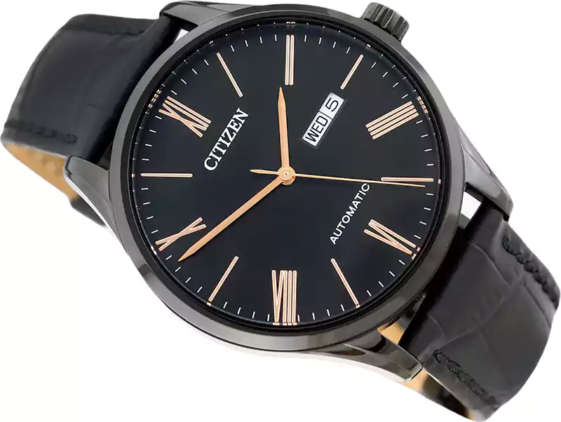 Citizen Watch for Men, Analog, Leather Strap, Black, NH8365-19F