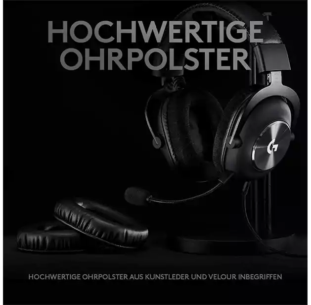 سماعة لوجيتك برو  X 981-000818  للألعاب، مزودة  بميكروفون، 7.1 صوت محيطي، توصيل سهل، الراحة طوال اليوم تأتي من وسادات الفوم، أسود