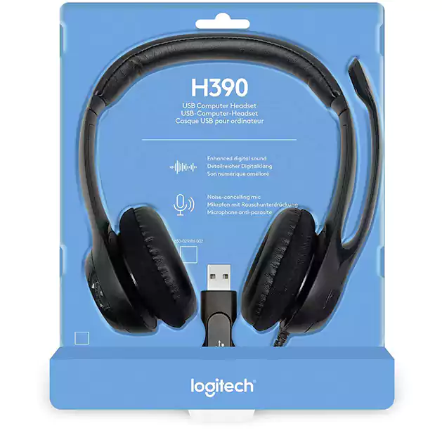 LOGITECH H390 981-000406 Wired Gaming ON EAR Headphone, A noise isolated voice mic technology, 7.1 Surround Sound, An easy plug, All-day comfort comes from Soft foam earphone pads, Black