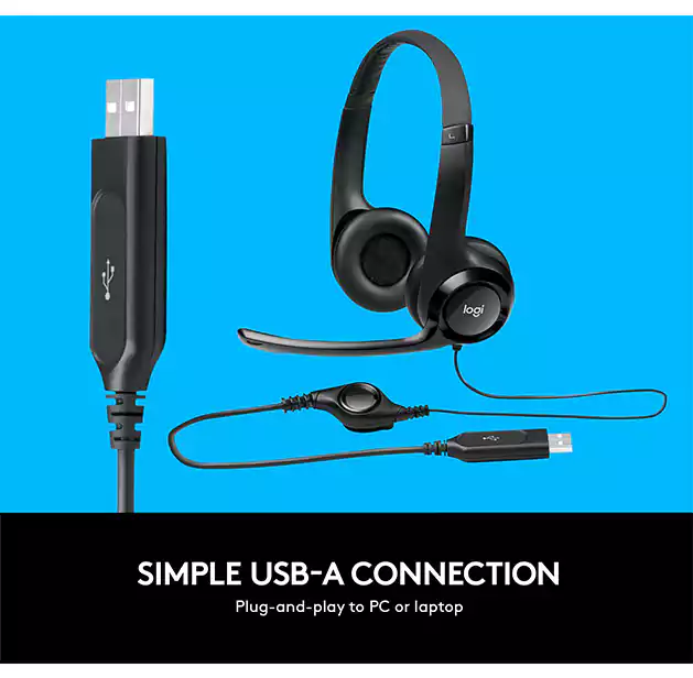 LOGITECH H390 981-000406 Wired Gaming ON EAR Headphone, A noise isolated voice mic technology, 7.1 Surround Sound, An easy plug, All-day comfort comes from Soft foam earphone pads, Black