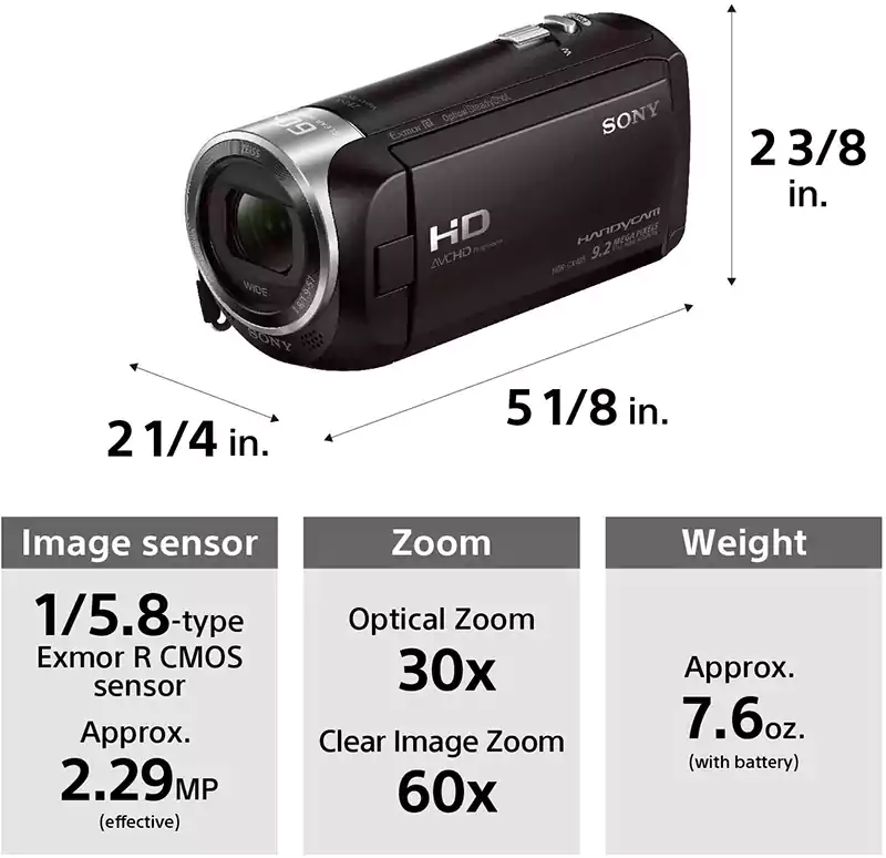 كاميرا سوني HDR-CX405، دقة 9.2 ميجابكسل Full HD، شاشة 2.7 بوصة، اسود