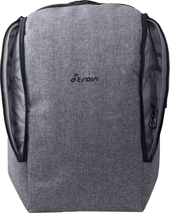 E-Train Laptop Backpack, 15.6 Inch, Nylon, Gray, BG812