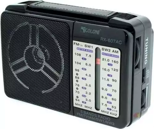 راديو محمول FM\AM من جولون، كلاسيكي، بطارية أو توصيل بالكهرباء، صوت عالي نقي، منفذ سماعة رأس، أسود، RX.607 AC