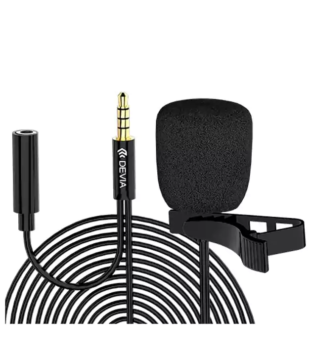 Devia Wired Condenser Microphone, Clip-on, Black, EM603