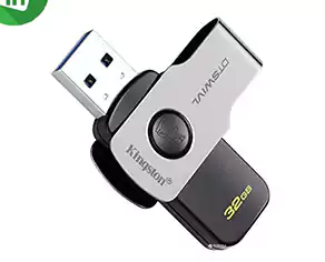 Kingston Flash Memory, 32 GB, Black, SWIVL