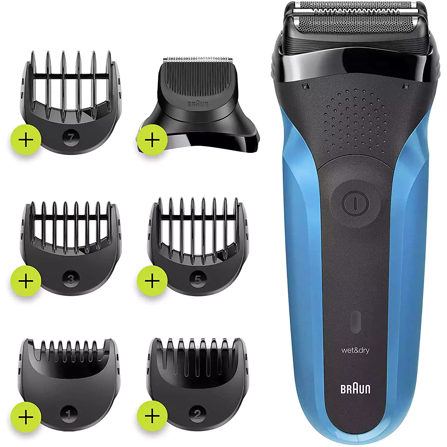 Braun Electric Hair Clipper for men, for dry & wet use, Blue, BRAUN 310BT BLK-BLU