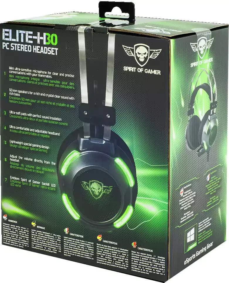 سماعة رأس بسلك سبايرت ELTE-H30 2B-HP337، صوت عالي الجودة واضح، أسود × أخضر
