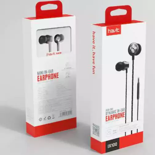 سماعة أذن سلكية هافيت 1IX100، صوت واضح، أزرار تحكم ظاهرة، أسود