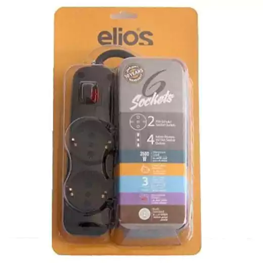 مشترك 6 مخرج لون اسود ELIOS