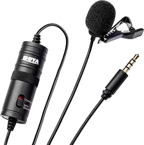Boya Wired Condenser Microphone, Clip-on, Black, BY M1