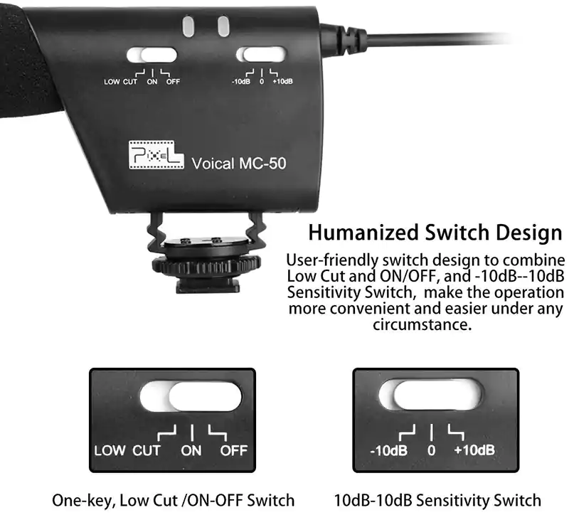 Pixel Vocal Wired Condenser Microphone, Portable, Camera Microphone, Black, MC.50